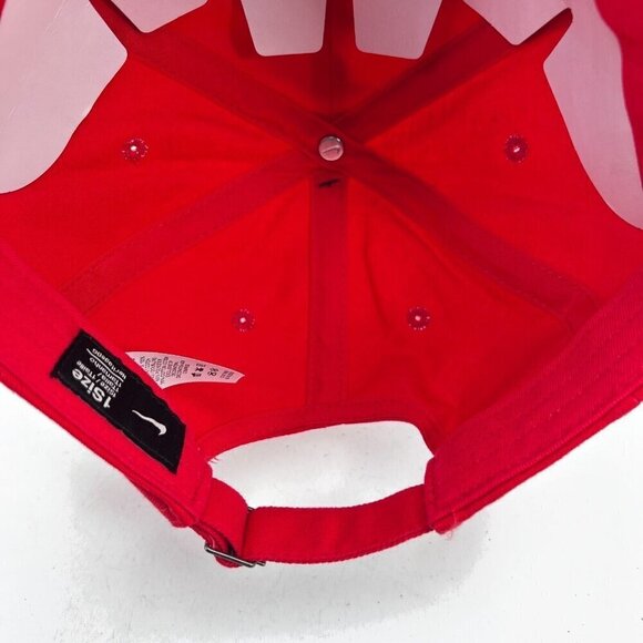 Nike Tennis 1 Size Red White Cotton Embroidered Baseball Cap Hat - Picture 10 of 11